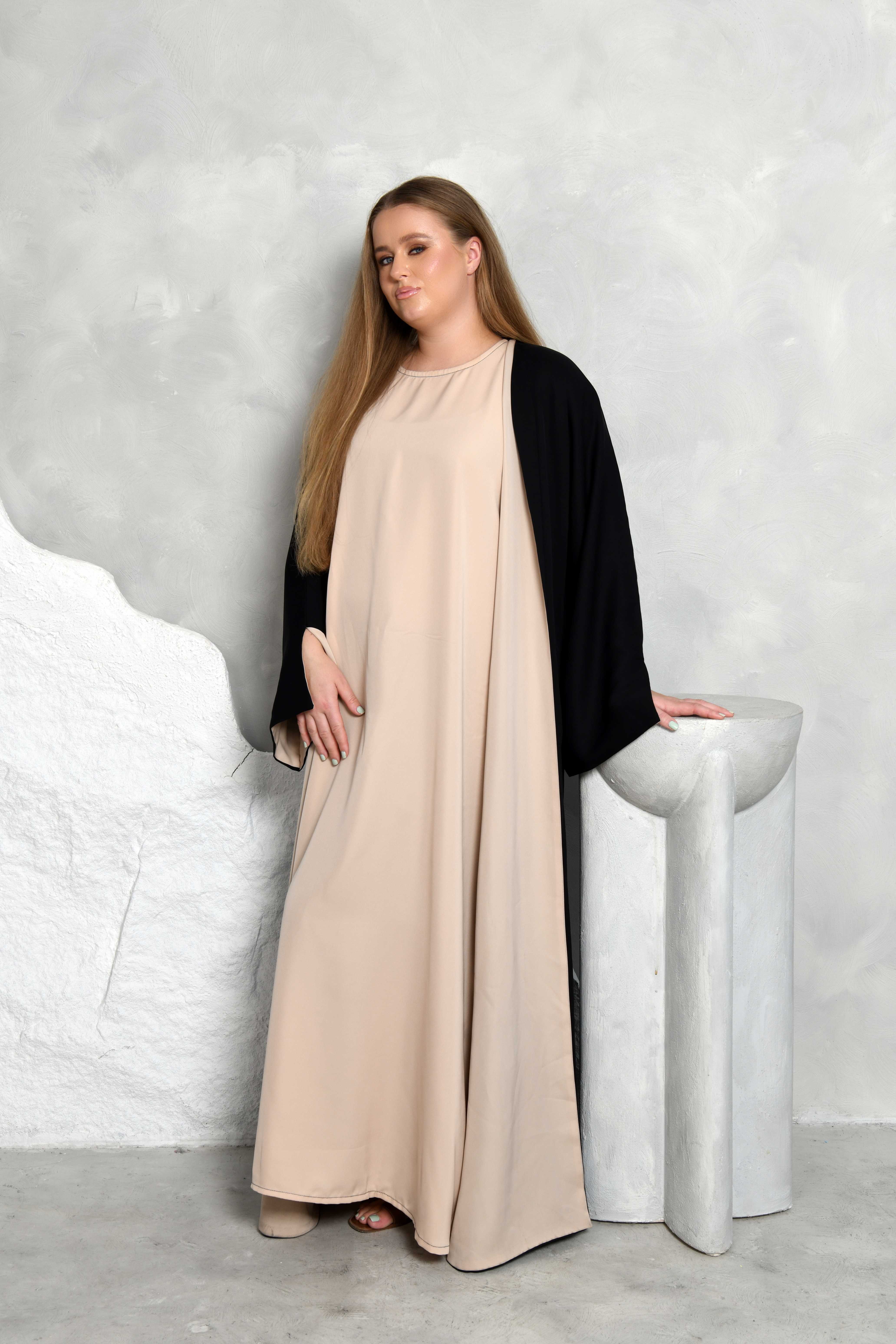 Black beige two sided abaya